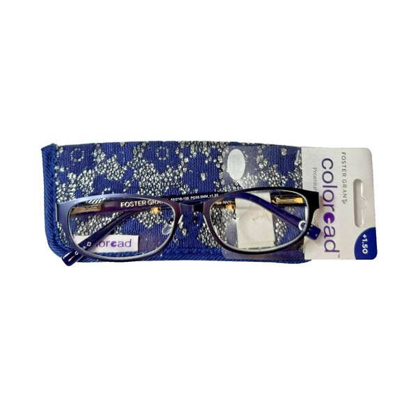 Foster Grant Coloread Isa Reading Glasses w/ Matching Case - Navy - +1.50 GREAT! - Picture 1 of 4